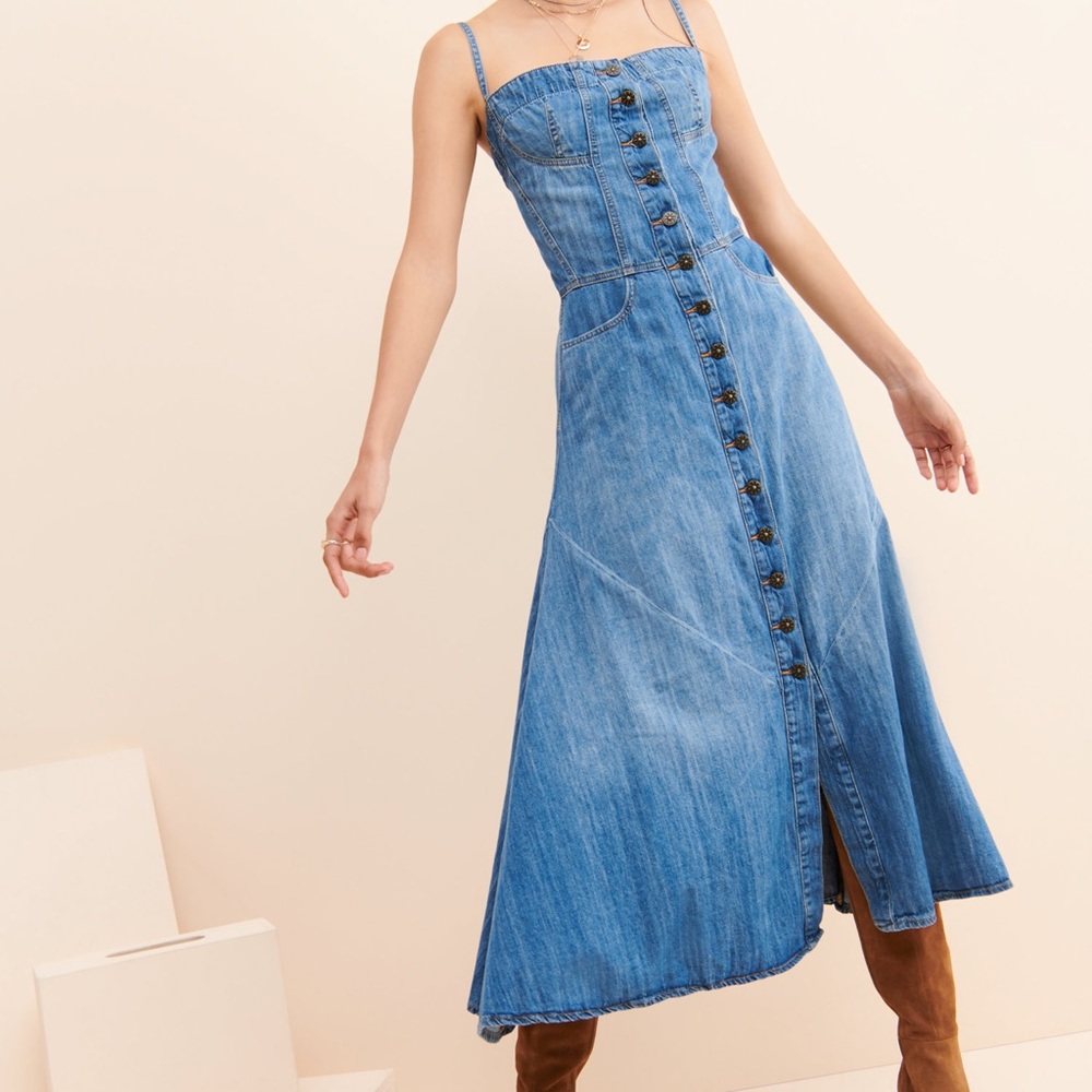 🌟RARE🌟 Driftwood Trixie Classic Blue Denim Maxi Dress with Pockets
